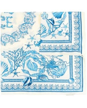 Versace Seidenschal mit Print - Blau
