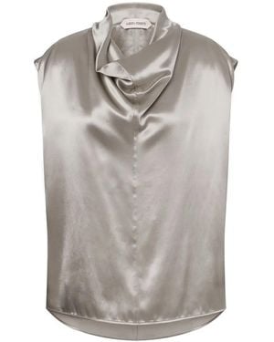 Alberta Ferretti Cowl-Neck Sleeveless Top - Grey