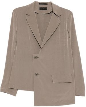 Y's Yohji Yamamoto Ta/Pe Asymmetric-Hem Blazer - Brown