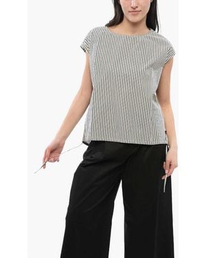 Woolrich Striped Drawstring-Hem Cotton Blouse - Black