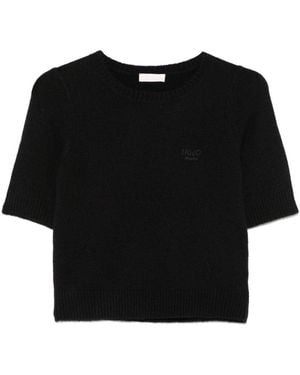 Liu Jo Embroidered-Logo T-Shirt - Black