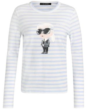 KARL LAGERFELD Ikon Aquarelle Long-Sleeve T-Shirt - White