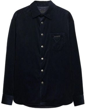 Prada Corduroy Patch-Pocket Shirt - Blue