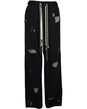 Mostly Heard Rarely Seen Ripped-Up Cotton Sweatpants - Black