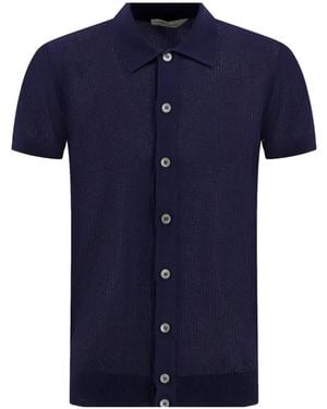 Gran Sasso Open-Knit Short-Sleeved Shirt - Blue