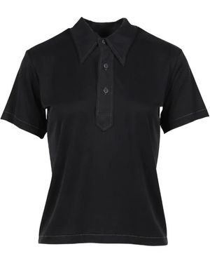 Maison Margiela Four Stitch-Detail Polo Top - Black
