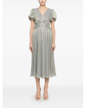 Nissa Crystal-Detail Pleated Midi Dress - Gray