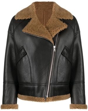 Yves Salomon Zip-Up Leather Jacket - Black