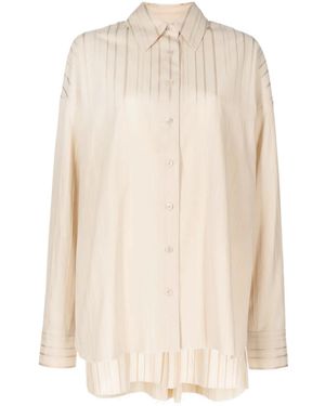 Goen.J Striped Metallic-Threading Shirt - Natural