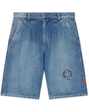 Off-White c/o Virgil Abloh Royal-Patch Denim Shorts - Blue