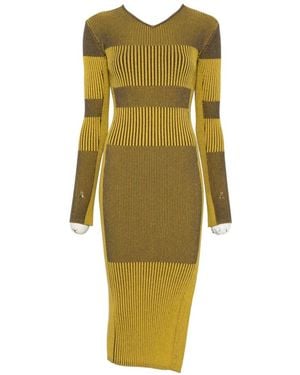 Patrizia Pepe Two-Tone Knit Midi Dress - Green
