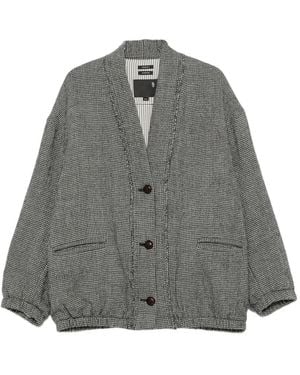 R13 Oversized-Cardigan Mit Hahnentrittmuster - Grau