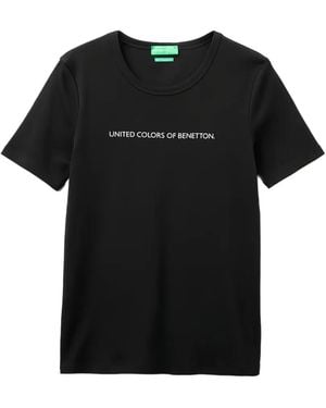Benetton Logo-Print T-Shirt - Black