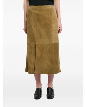 Studio Nicholson Asymmetric Suede Skirt - Green