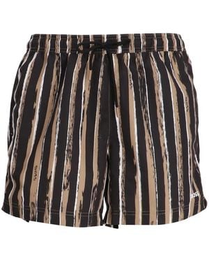 BOSS Gestreifte Shorts Mit Kordelzug - Schwarz