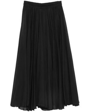 PHILIA LOFT Pleated Elasticated-Waist Midi Skirt - Black