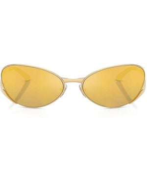 Versace Metallic Oval-Frame Sunglasses - Yellow