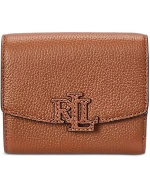 Ralph Lauren Cartera de piel con placa del logo - Marrón
