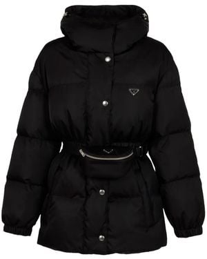 Prada Piumino Lungo Con Cintura - Nero