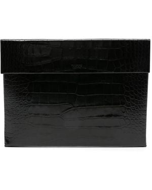 Tom Ford Cartera con motivo de piel de cocodrilo - Negro