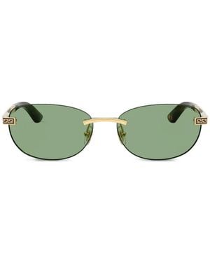 Versace Greca-Pattern Oval-Frame Sunglasses - Green