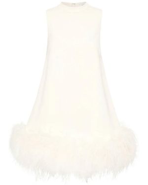 Rachel Gilbert Link Feather-Trim Mini Dress - White