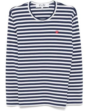 COMME DES GARÇONS PLAY Heart Patch Striped T-Shirt - Blue