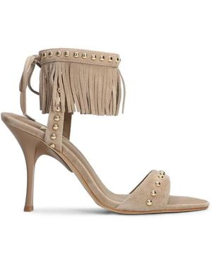 Marc Ellis Fringed Stud-Embellished Sandals - White