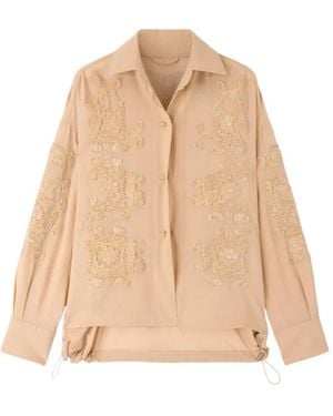 Ermanno Scervino Floral-Embroidered Drawstring Jacket - Natural