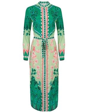 Saloni Robe Mi-Longue À Fleurs - Green