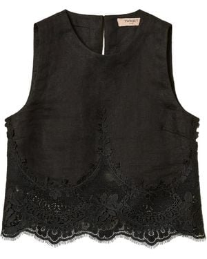 Twinset Lace-Detail Top - Black