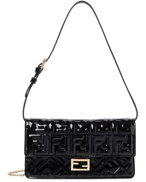 Fendi Baguette Clutch Mit Ff-Prägung - Schwarz