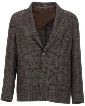 Barba Napoli Easy J Mono Prince Of Wales-Patterned Blazer - Gray