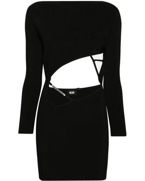 Gcds Asymmetric Fine-Ribbed Minidress - Black