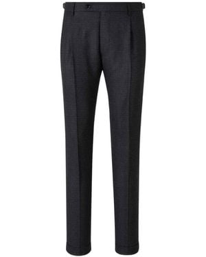 Berwich Retrolong Houndstooth-Pattern Pleated Pants - Blue