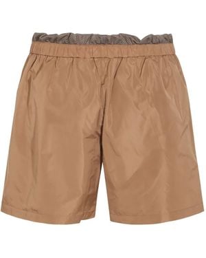 Miu Miu Wide-Leg Bermuda Shorts - Natural