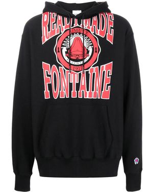 READYMADE Logo-Print Pullover Hoodie - Grey