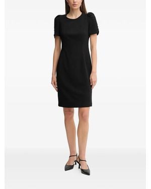 DKNY Puff-Sleeve Button Mini Dress - Black