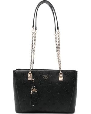 Guess Tisha 4g-monogram Shoulder Bag - Black
