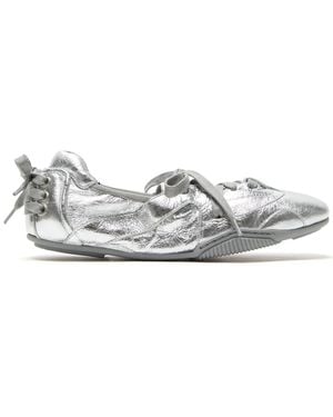 Acne Studios Lace-Up Leather Ballet Flats - White