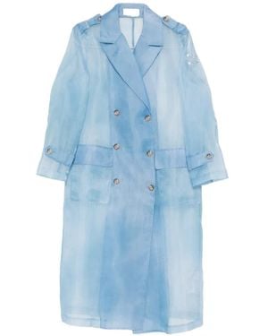ERMANNO FIRENZE Double-Breasted Trench Coat - Blue