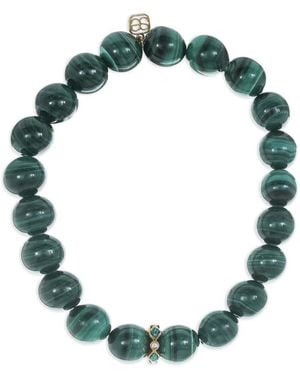 Sydney Evan 14k Yellow Gold Diamond And Malachite Bead Bracelet - Green
