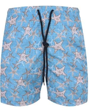 Drumohr Drawstring Slub-Texture Shorts - Blue