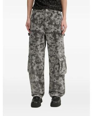 Moschino Floral-Print Cargo Jeans - Black