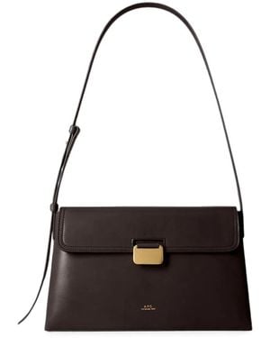 A.P.C. Simone Logo-Print Leather Shoulder Bag - White