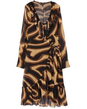 PUCCI Labirinto Print Wrap Dress - Brown