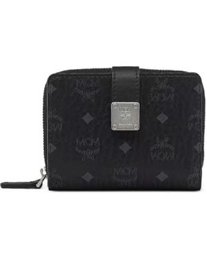 MCM Visetos-Print Logo-Plaque Wallet - Black