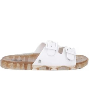 Melissa Wide Buckle-Fastening Slides - White