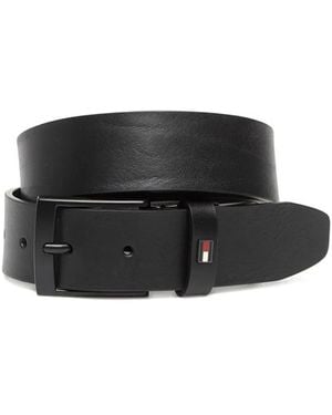 Tommy Hilfiger Logo-Plaque Buckled Belt - Black