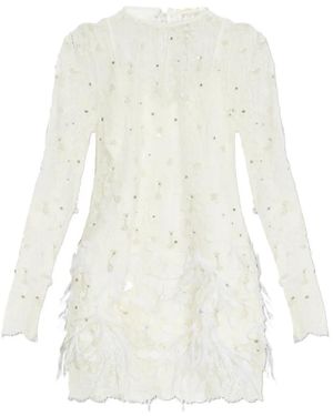 LoveShackFancy Alouetta embellished lace mini dress - Weiß